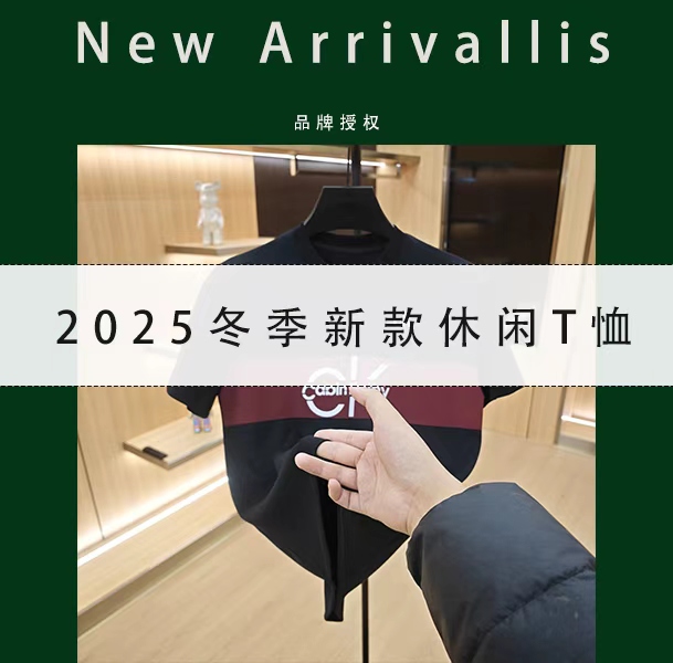 冬季新款加厚圆领休闲轻奢高定男士T恤HU-1212-12