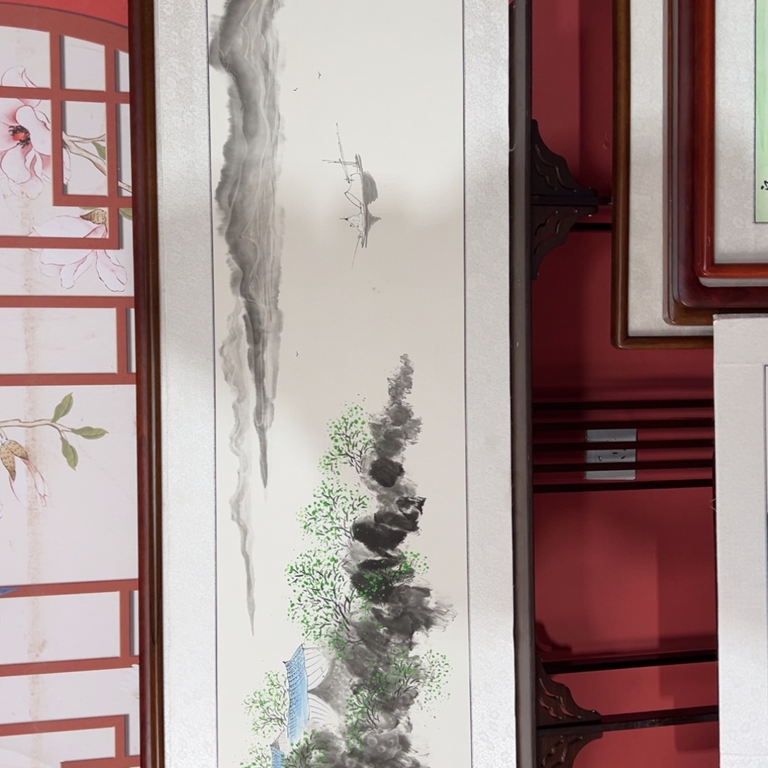 国画带框尺寸47✖️163手绘包邮