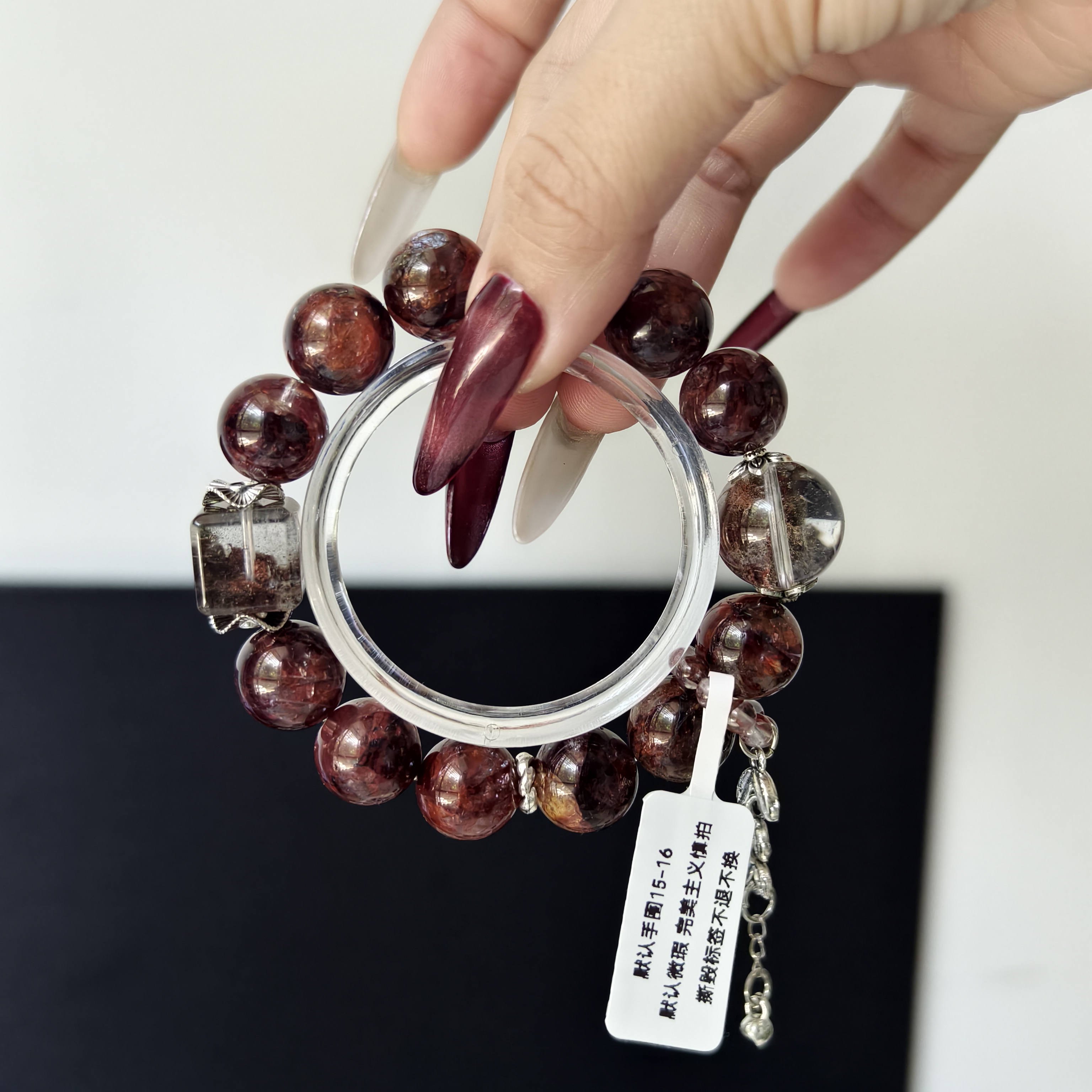 手链 P3 一物一拍 尺寸13m+16m (牛血红胶花.四季幽灵)