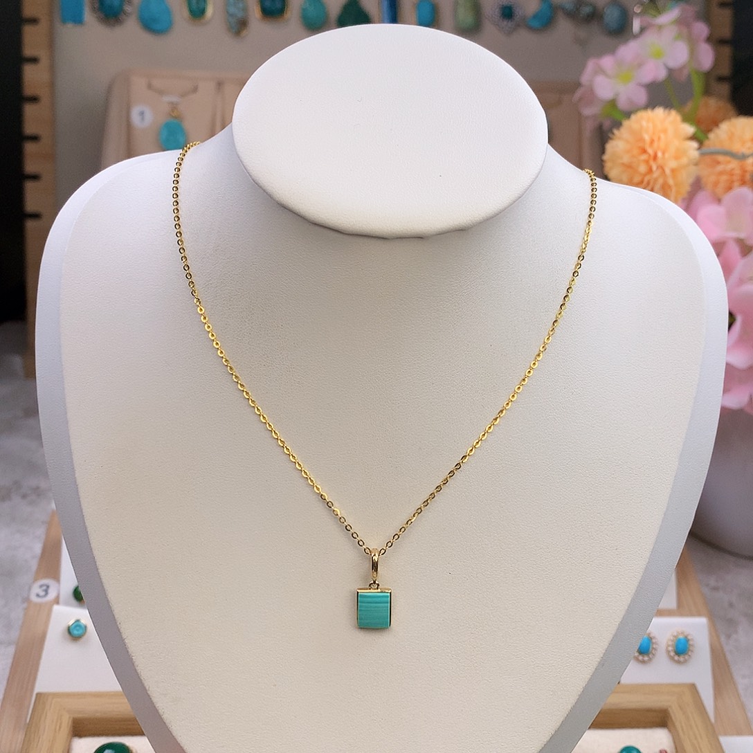 绿松石18K金镶嵌颈饰