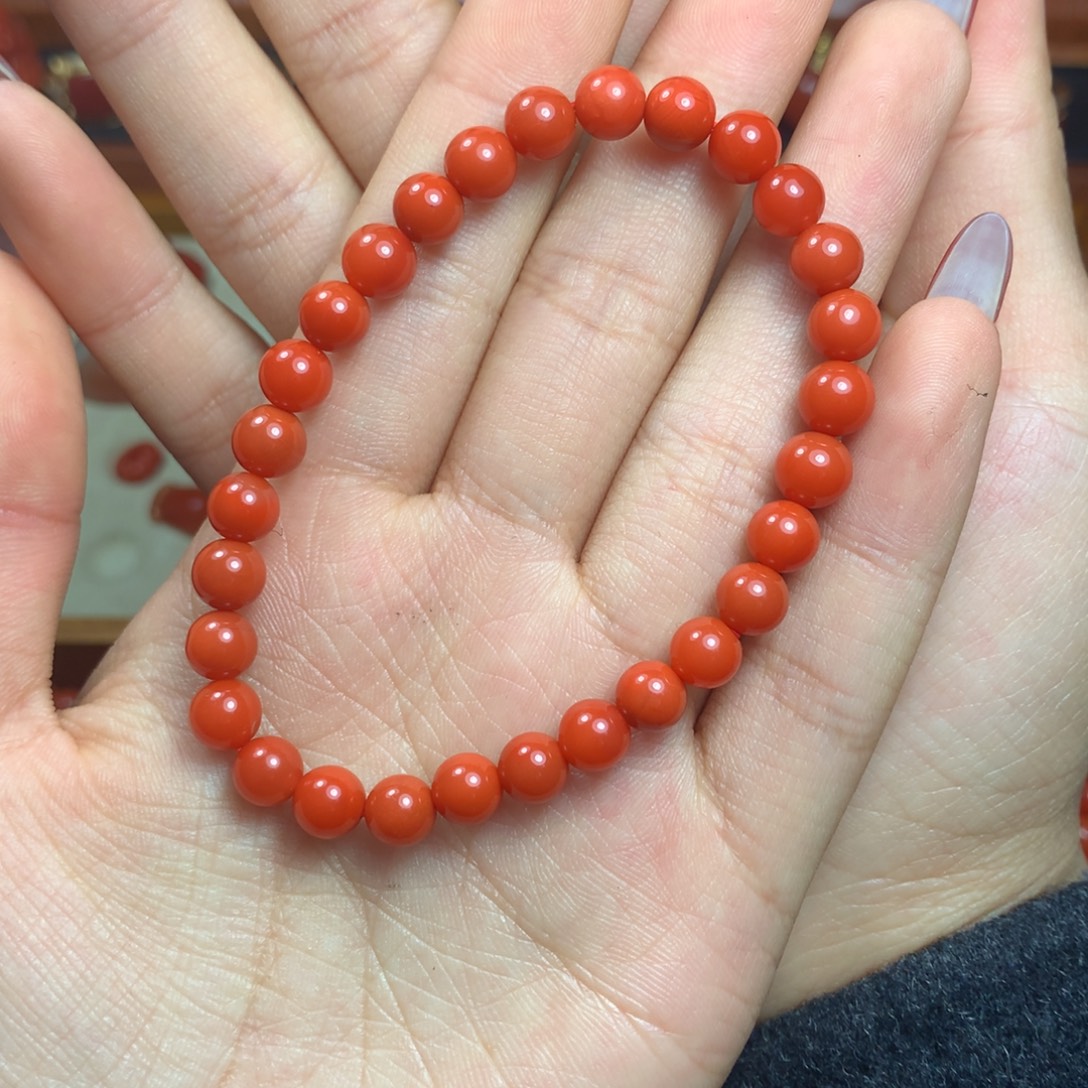 婉***z南红玛瑙未镶嵌6+柿子红手串