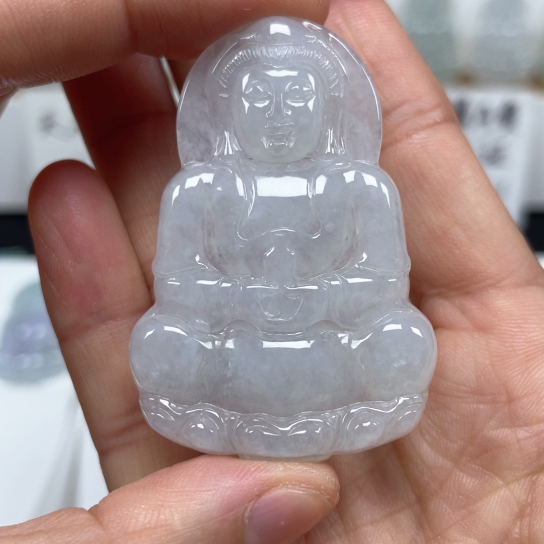 翡翠颈饰未镶嵌天然翡翠A货观音80号