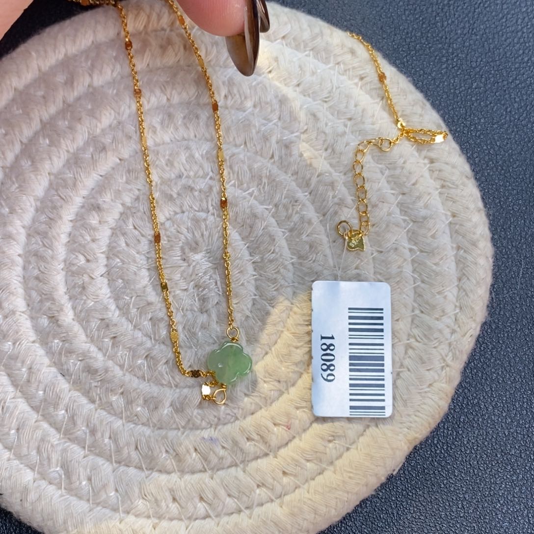 颈饰银S925镶嵌翡翠净货18089