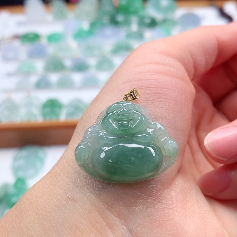 【闪购商品】翡翠吊坠(赠链)18K金镶嵌