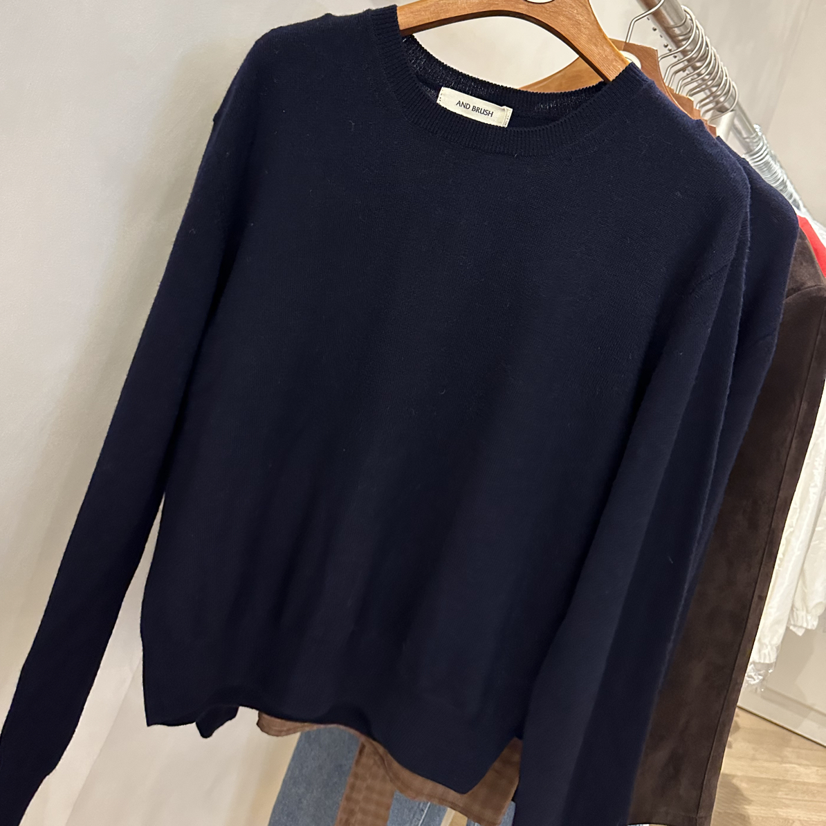 针织圆领毛针织衫简约纯色打底衫AN