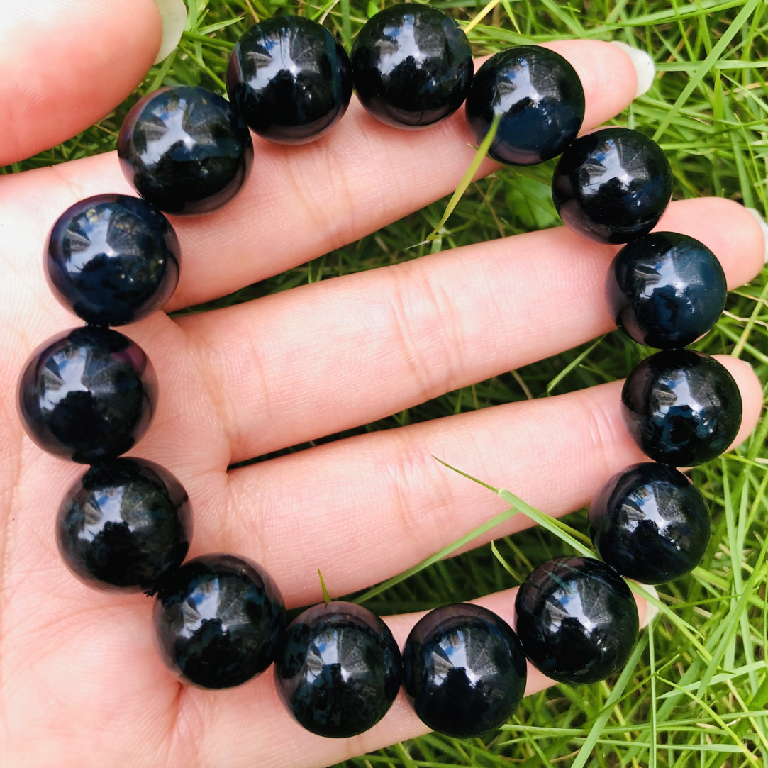 馆藏级缅甸特级星际蓝琥珀翁珀14+大手串男女同款百搭