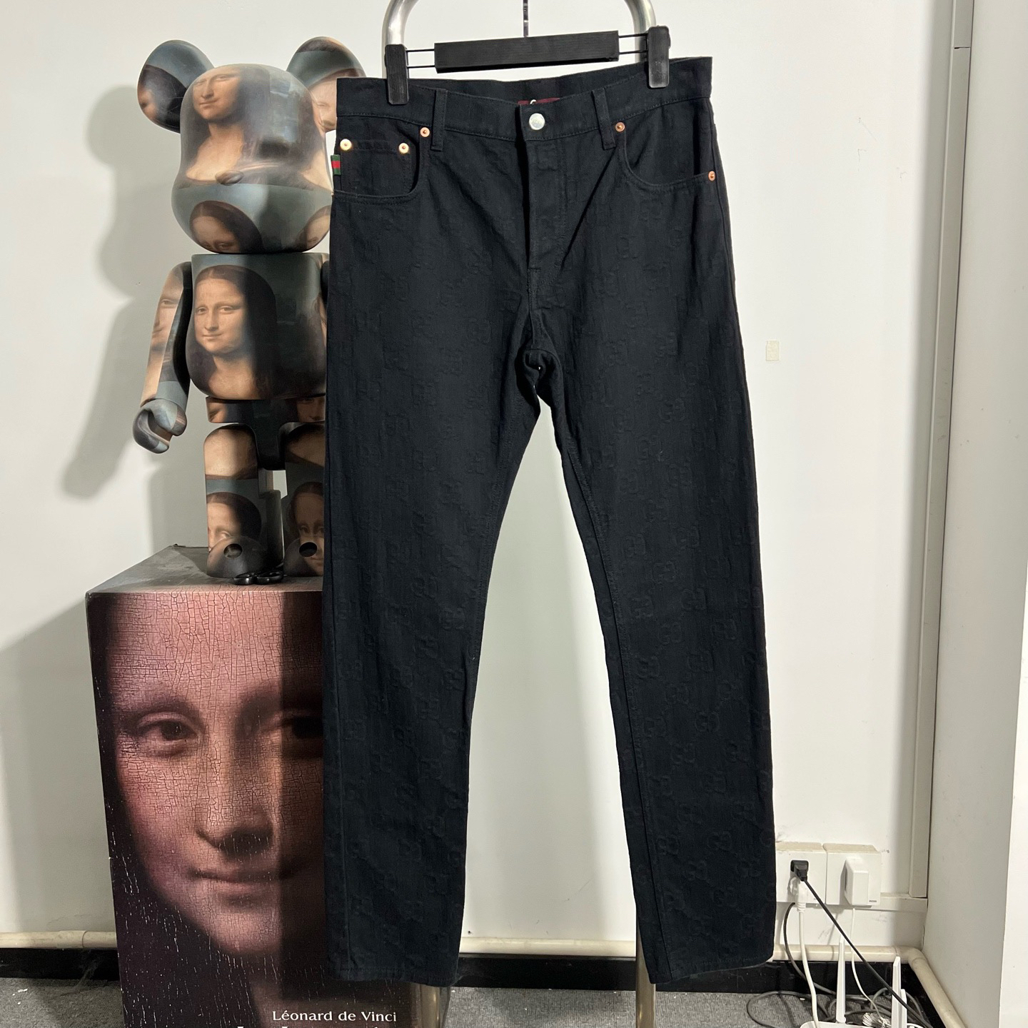 99新 GUCCI/古驰 新款黑色满印牛仔裤 W2914尺码32