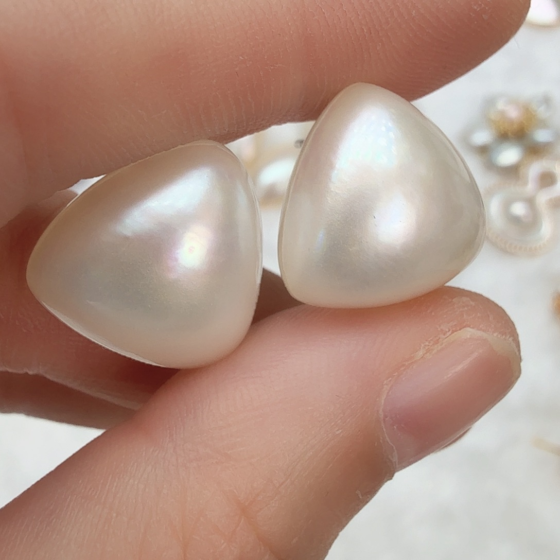 拼合珍珠（马贝珠）耳饰银S925镶嵌