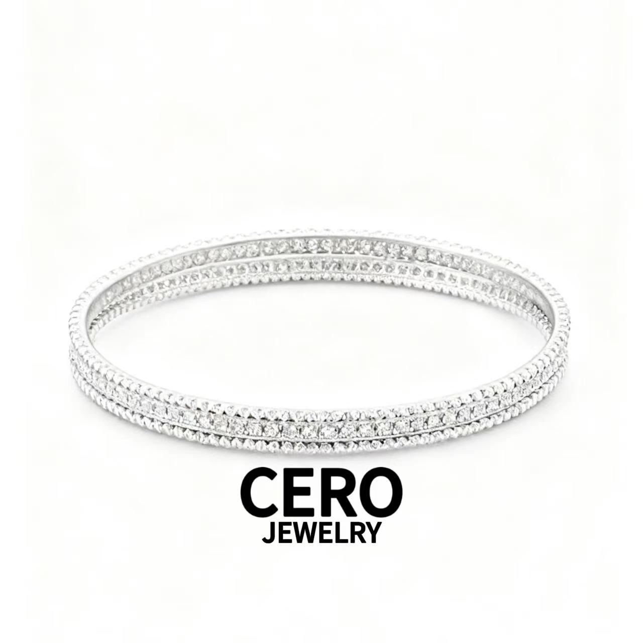 CERO【圆珠满钻手镯】白金轻奢气质百搭金豪华钻石手镯KK00339