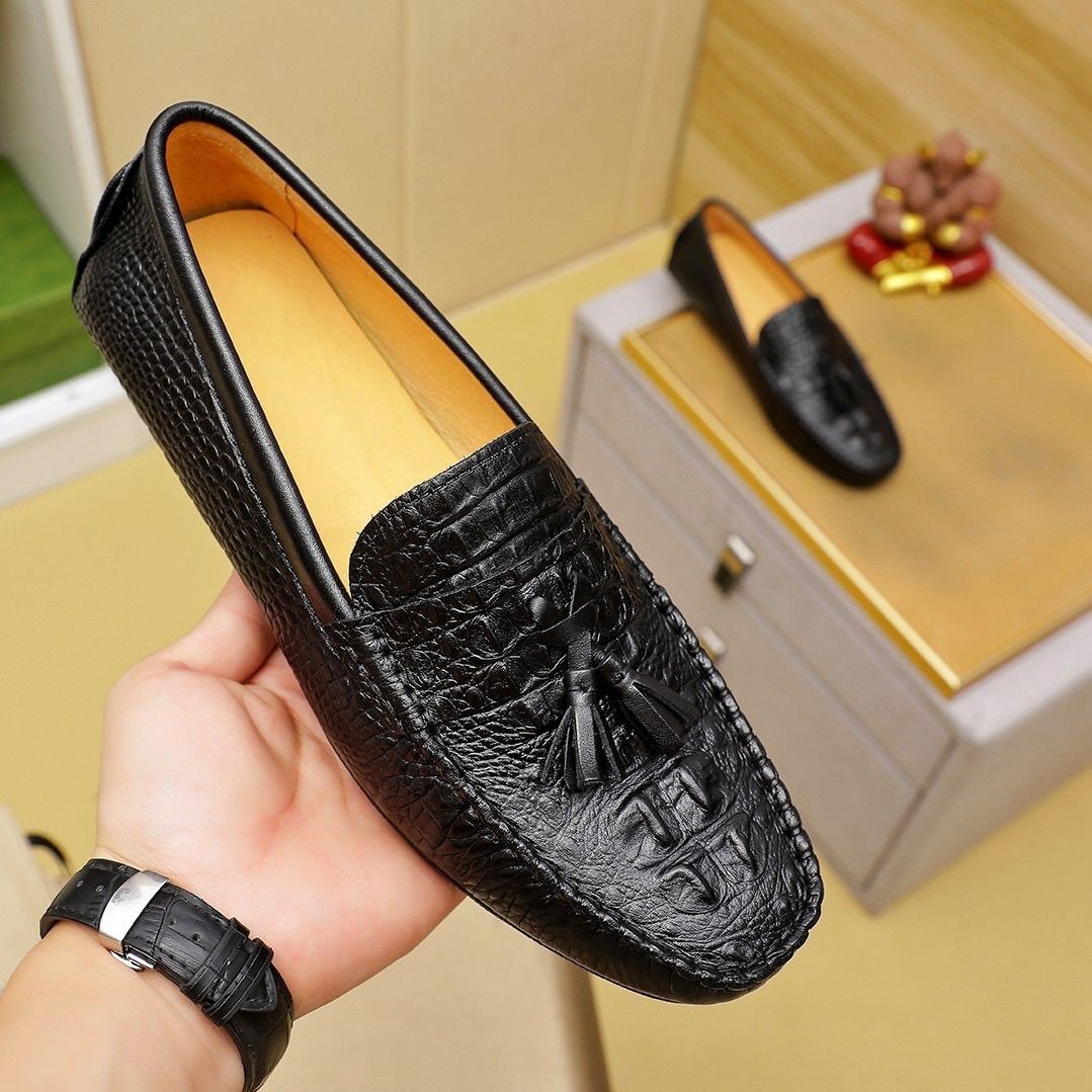 男款牛皮休闲真皮豆豆鞋高档轻奢男士软皮鞋轻爽透气舒适休闲皮鞋