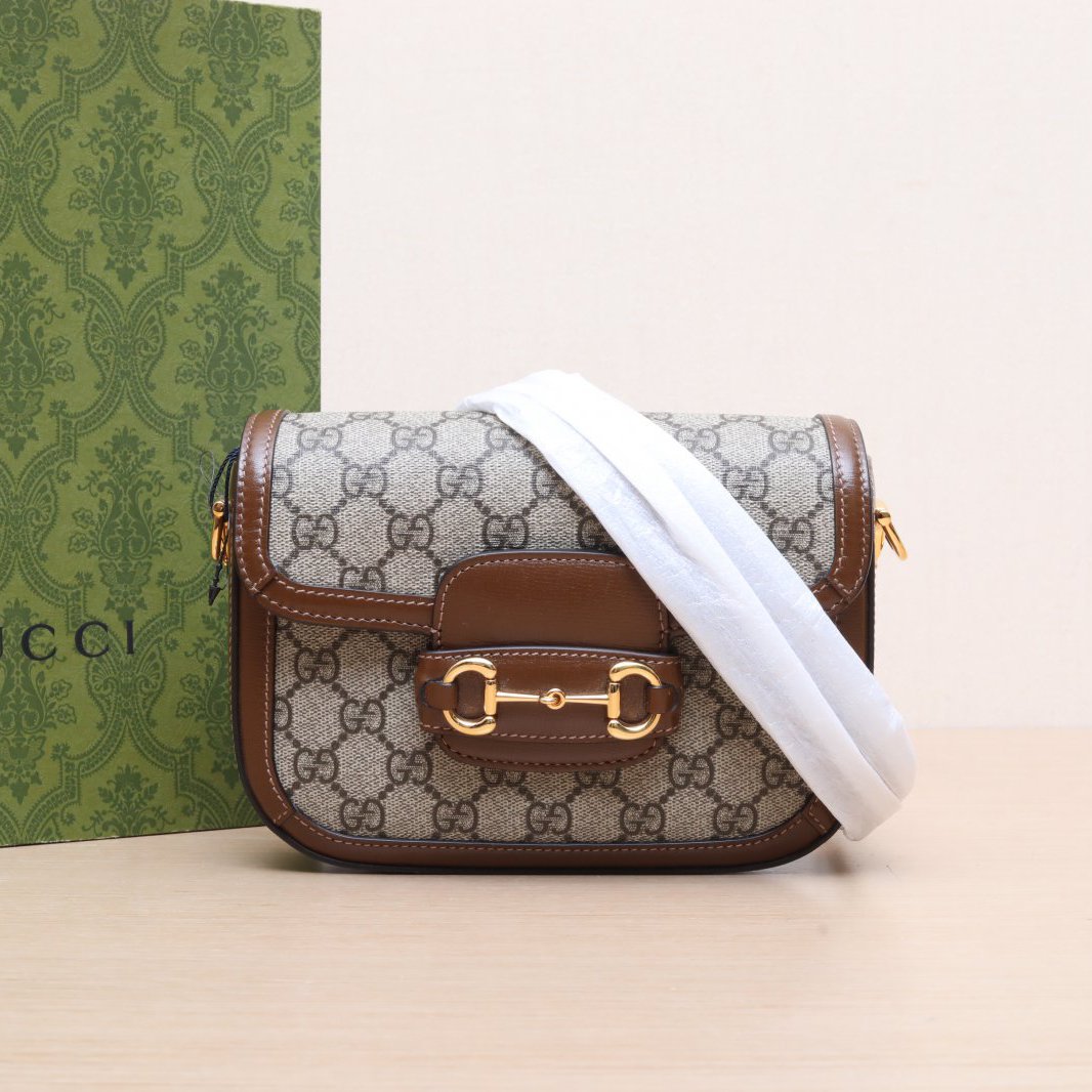 99新 GUCCI/古驰 小花6欢 1955 马鞍包 Mini 20.5 可拆卸双肩带