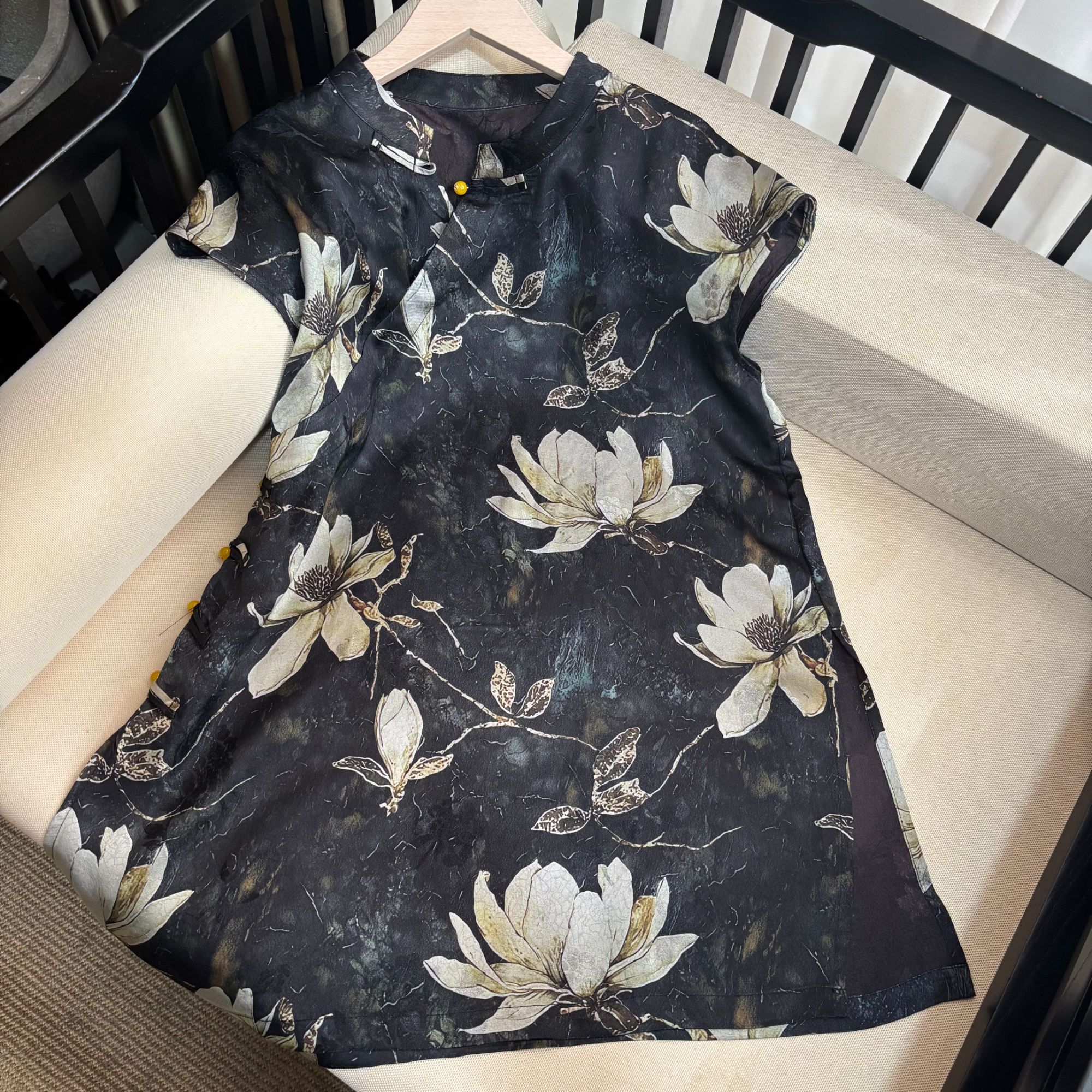 夏季新中式桑蚕丝立领短袖女时尚显瘦百搭中国风上衣女S073