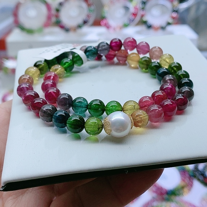 碧玺手链18K金镶嵌18号