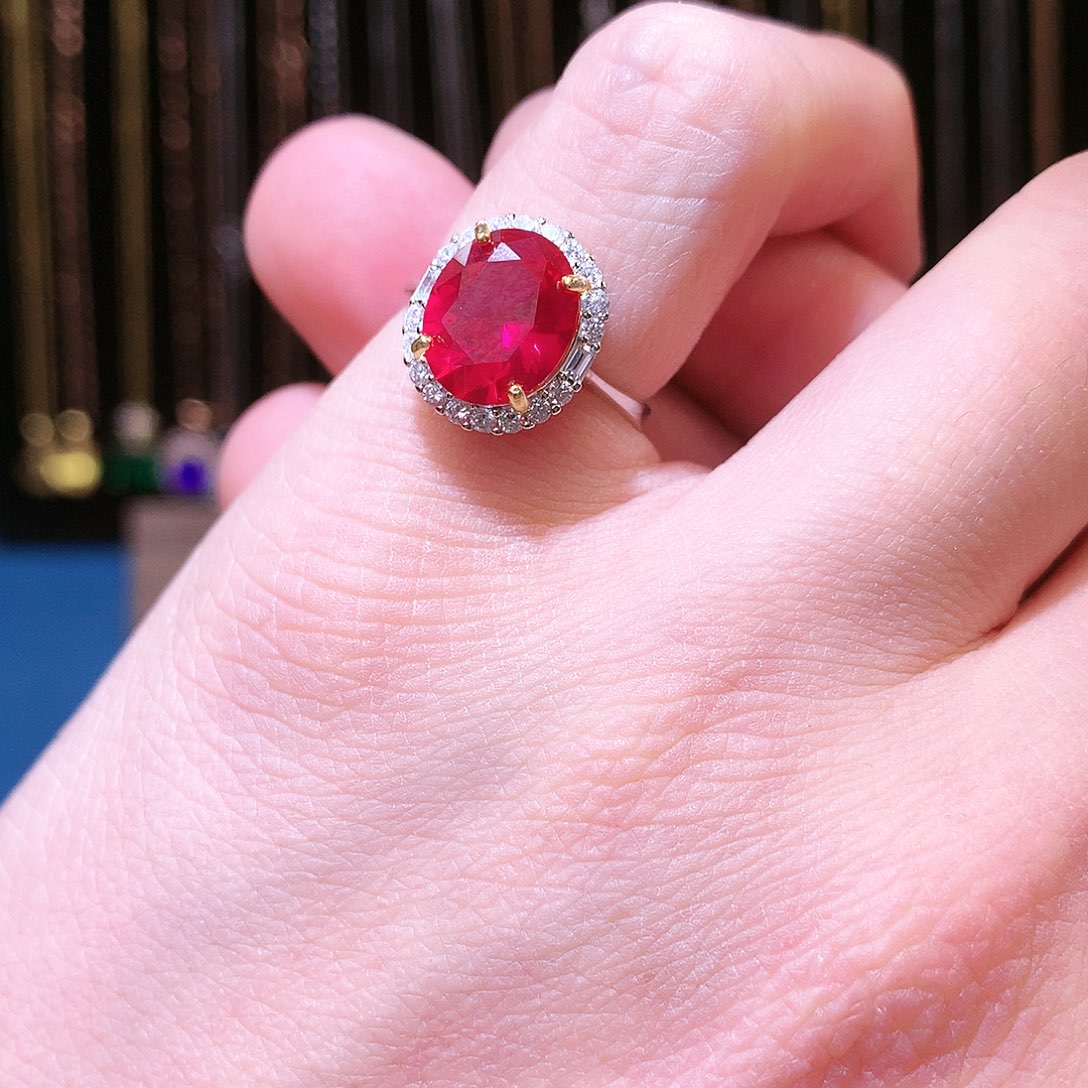 红宝石戒指银S925镶嵌