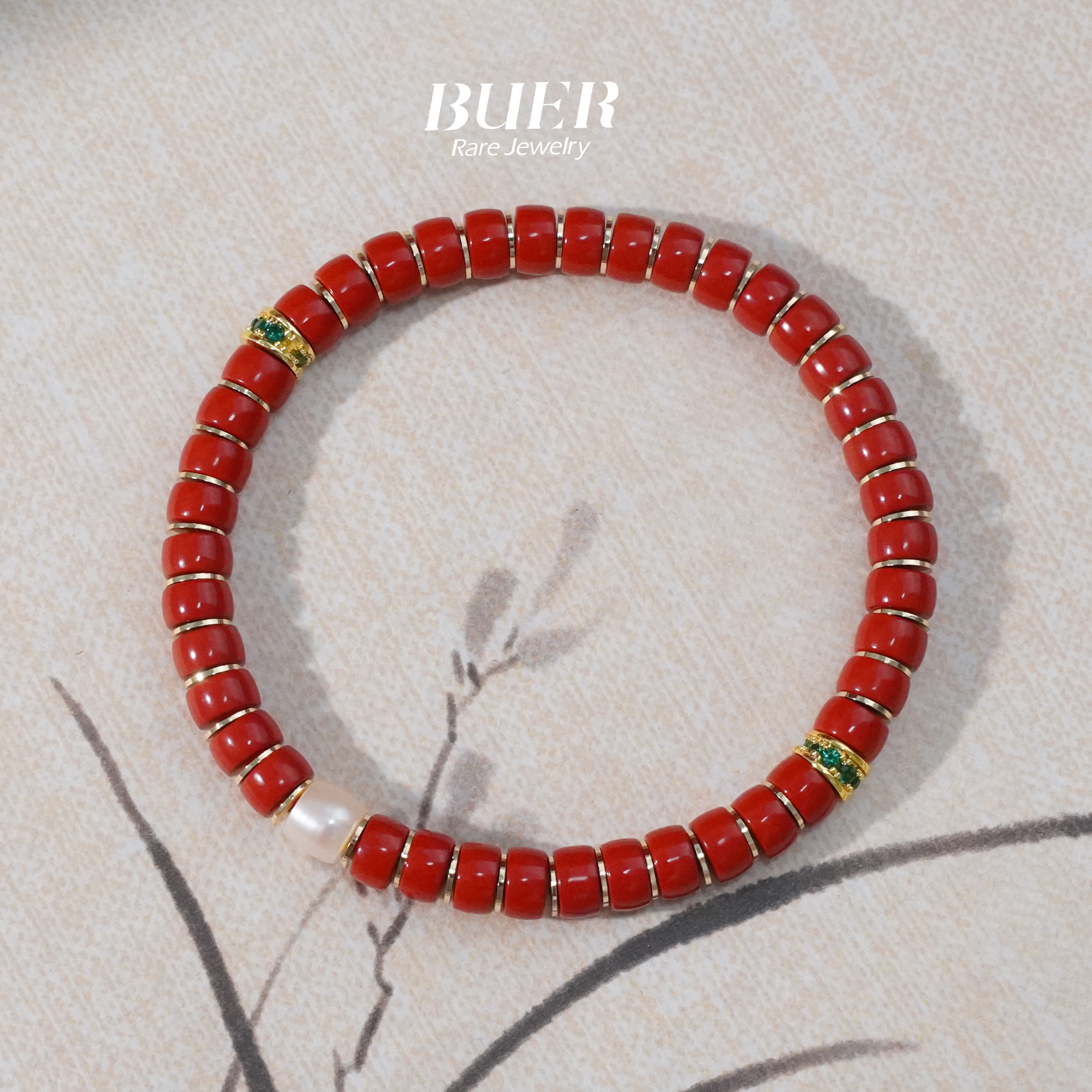 天然辰砂【不二】朱砂DIY直切手串6mm+