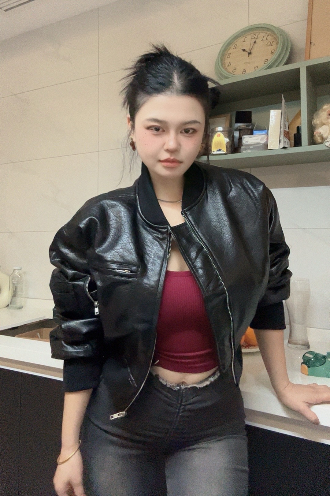 【你伍老板娘】“皮衣飞行服”帅呆了夹棉加厚廓型收腰外套女夹克