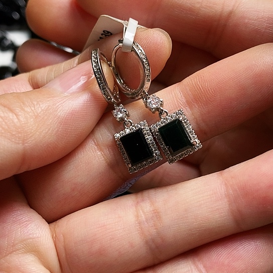 翡翠银S925镶嵌耳饰