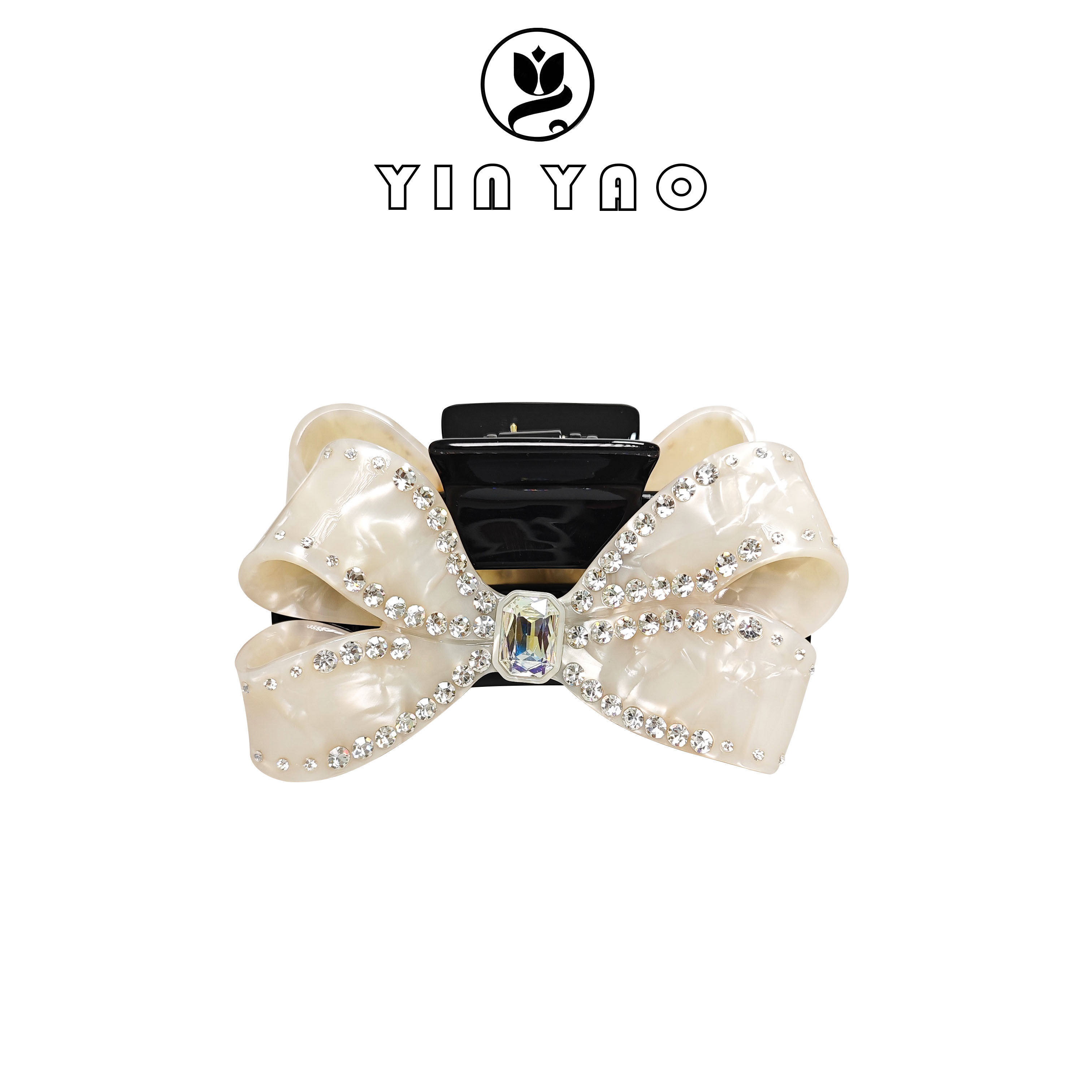【YINYAO】原单设计点钻蝴蝶结简约鲨鱼夹抓夹4111