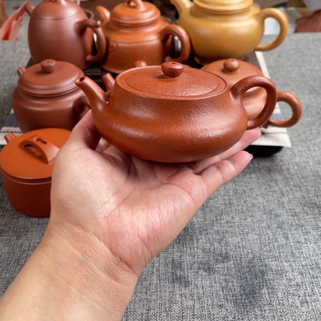 茶壶紫砂红降坡桑盘全手纯红20目200