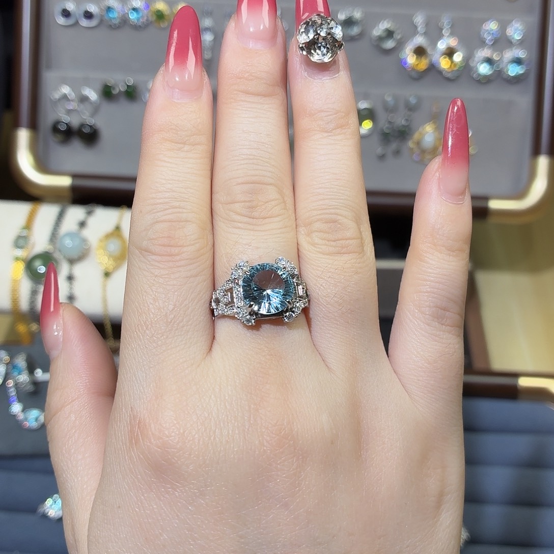 戒指托帕石银S925镶嵌