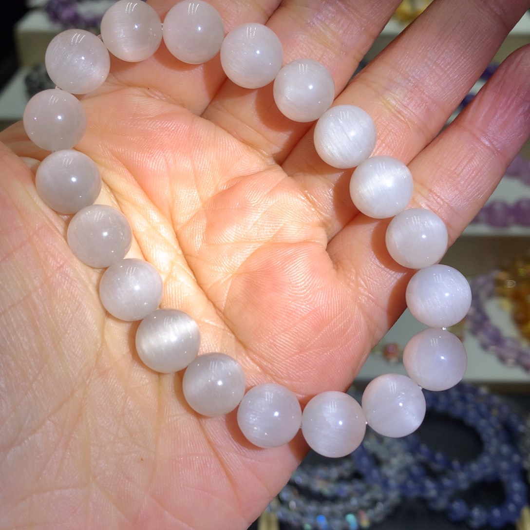 水晶手链未镶嵌天然白兔毛