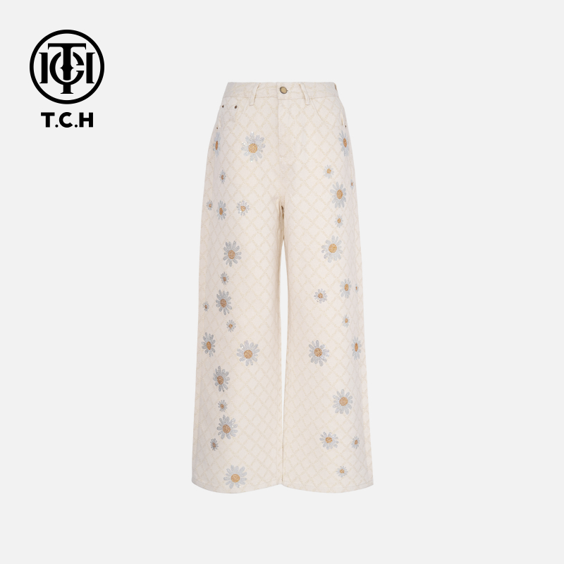 TCH烫钻工艺时尚休闲百搭秋款牛仔裤女T75C20E1106轻奢tch