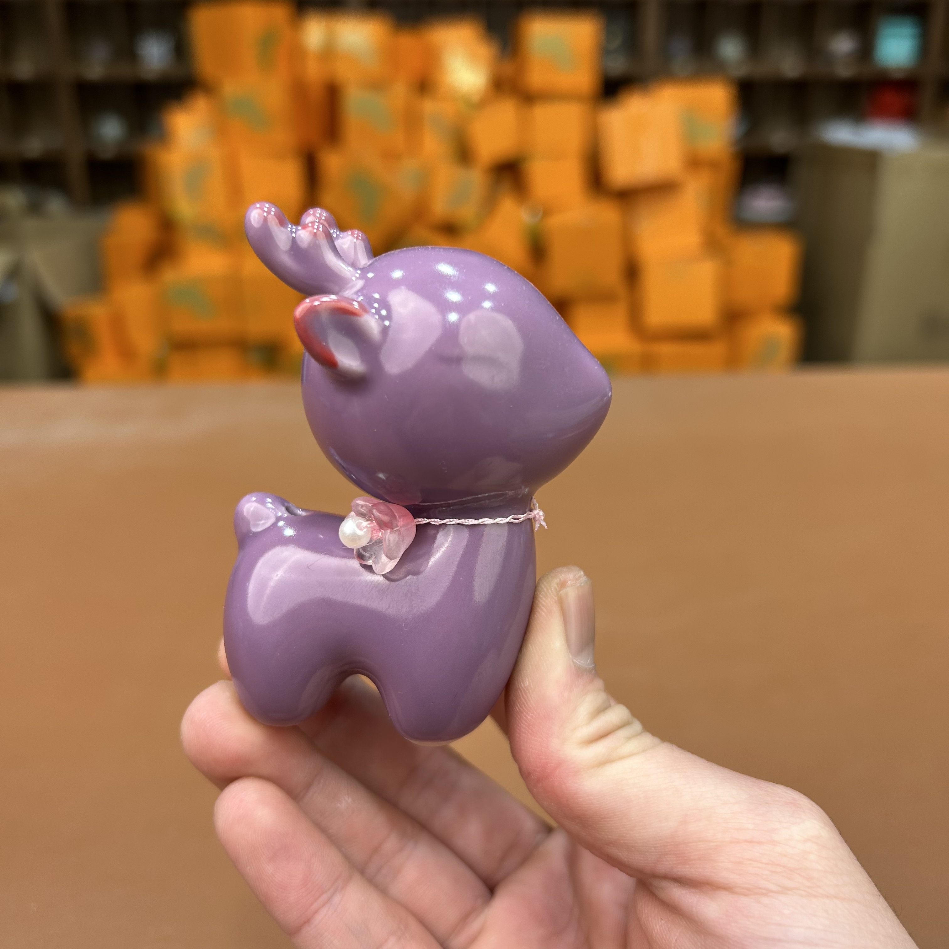 ys2366-紫色小鹿茶宠摆件