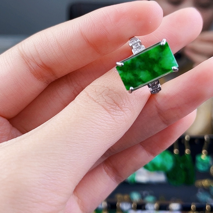 翡翠戒指银S925镶嵌饰品