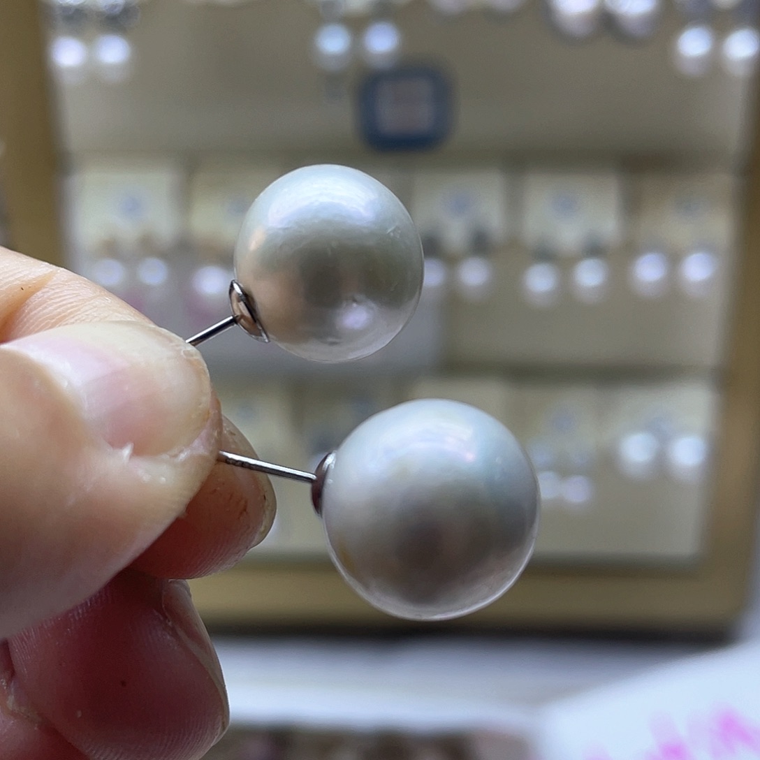 银S925镶嵌淡水珍珠耳饰