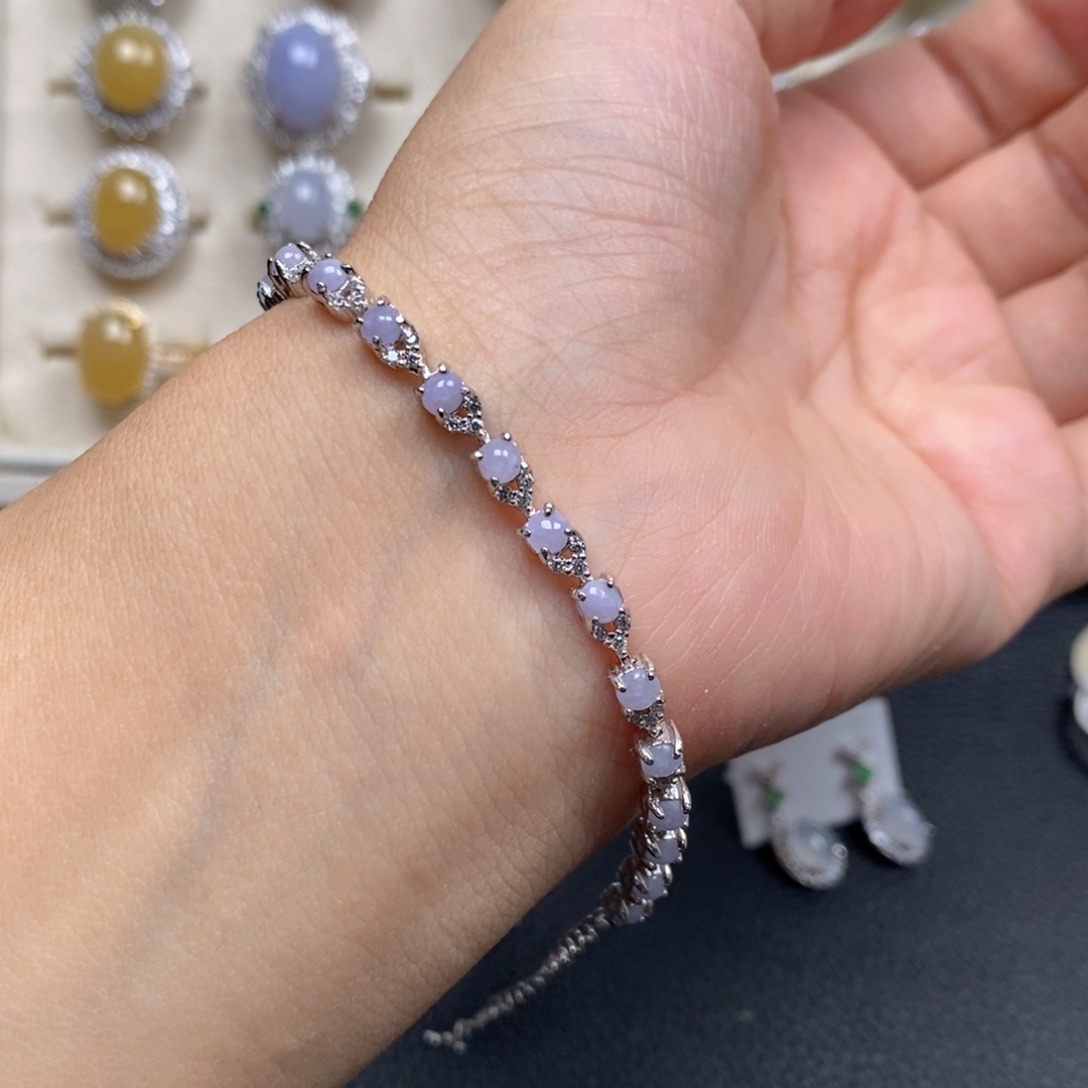 翡翠戒指银S925镶嵌无****儿戒指