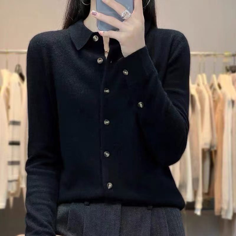 （玉姐家）秋季新款polo领气质时尚休闲百搭长袖开衫f1703 J6232