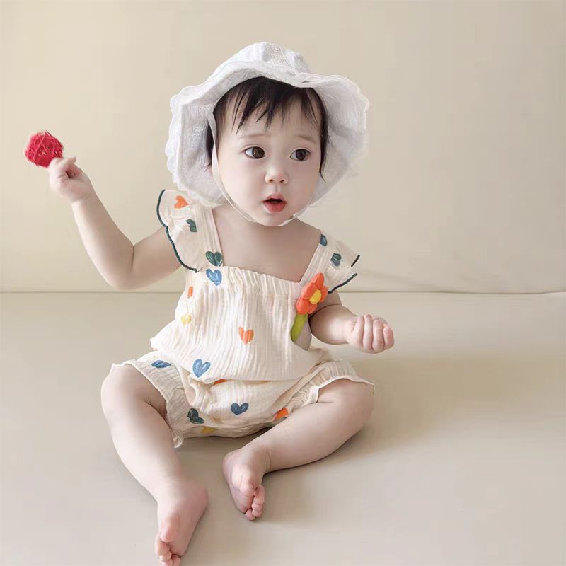 婴儿衣服夏季包屁衣纯棉新生儿宝宝薄款哈衣无袖吊带连体衣夏天