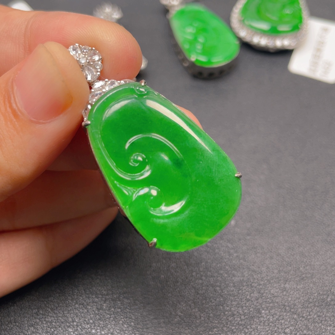 翡翠银S925镶嵌吊坠(不含链)