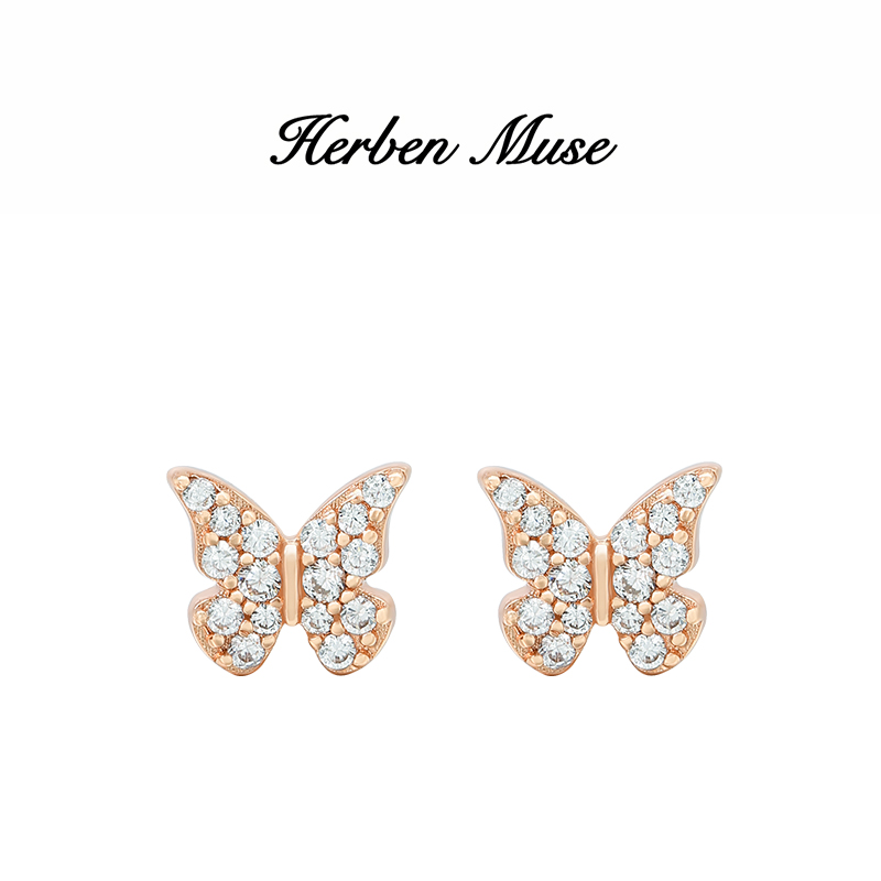 HERBEN MUSE 合金合成锆石耳饰 蝴蝶幸运星百搭轻奢气质耳钉