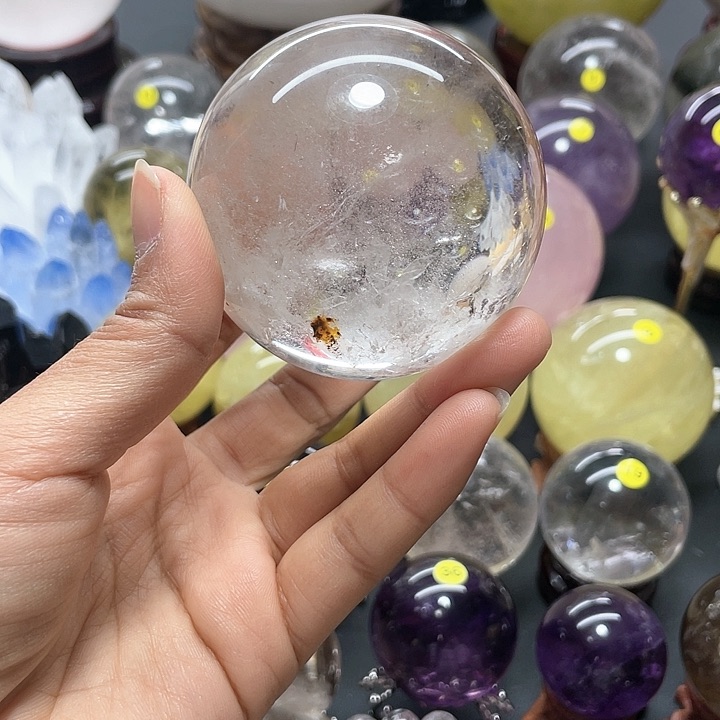 水晶水晶球白卡6.7未镶嵌