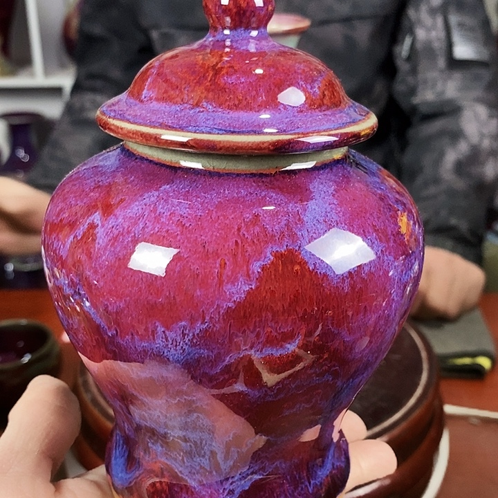 尚峰钧窑作品茶叶罐