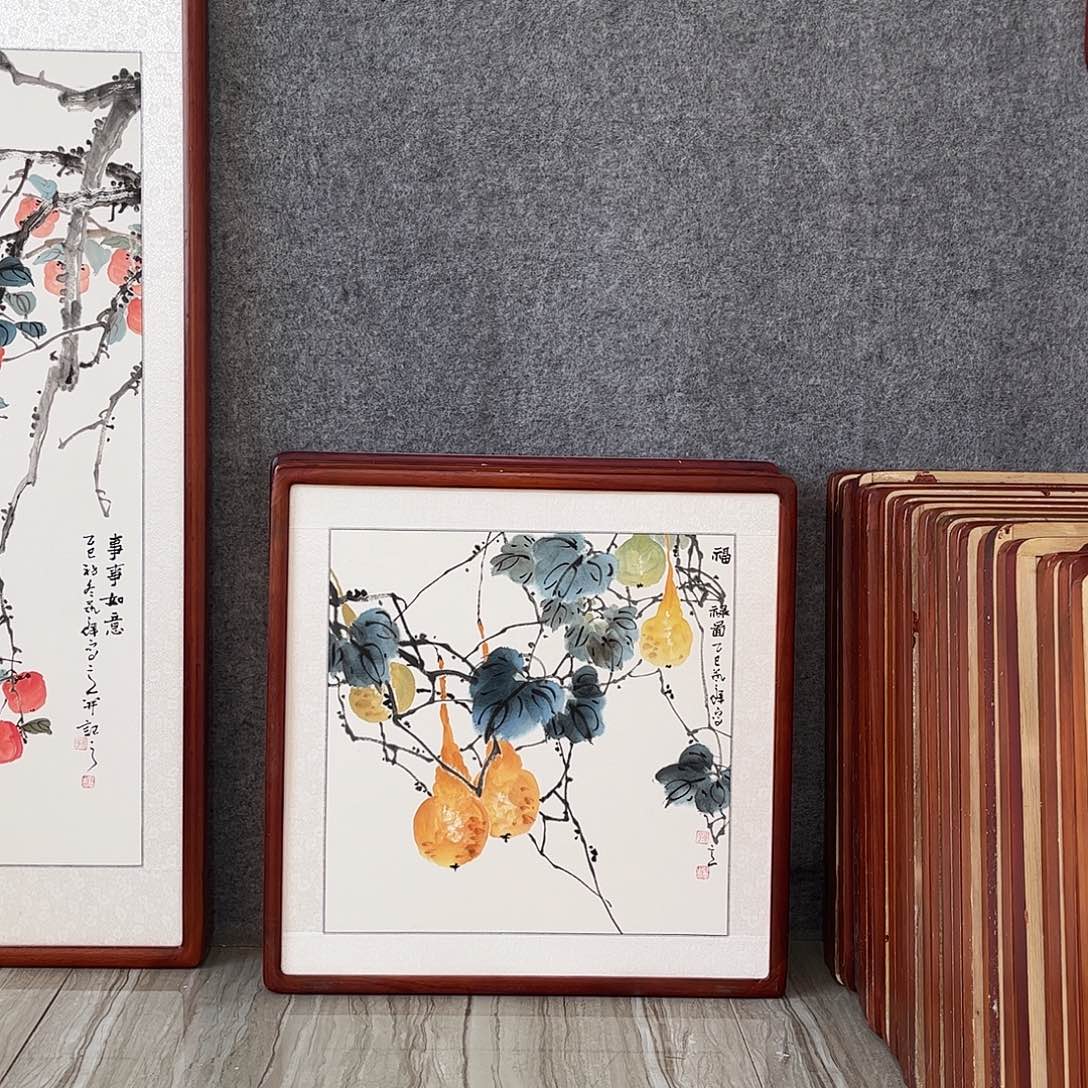 国画书画作品带框63×63