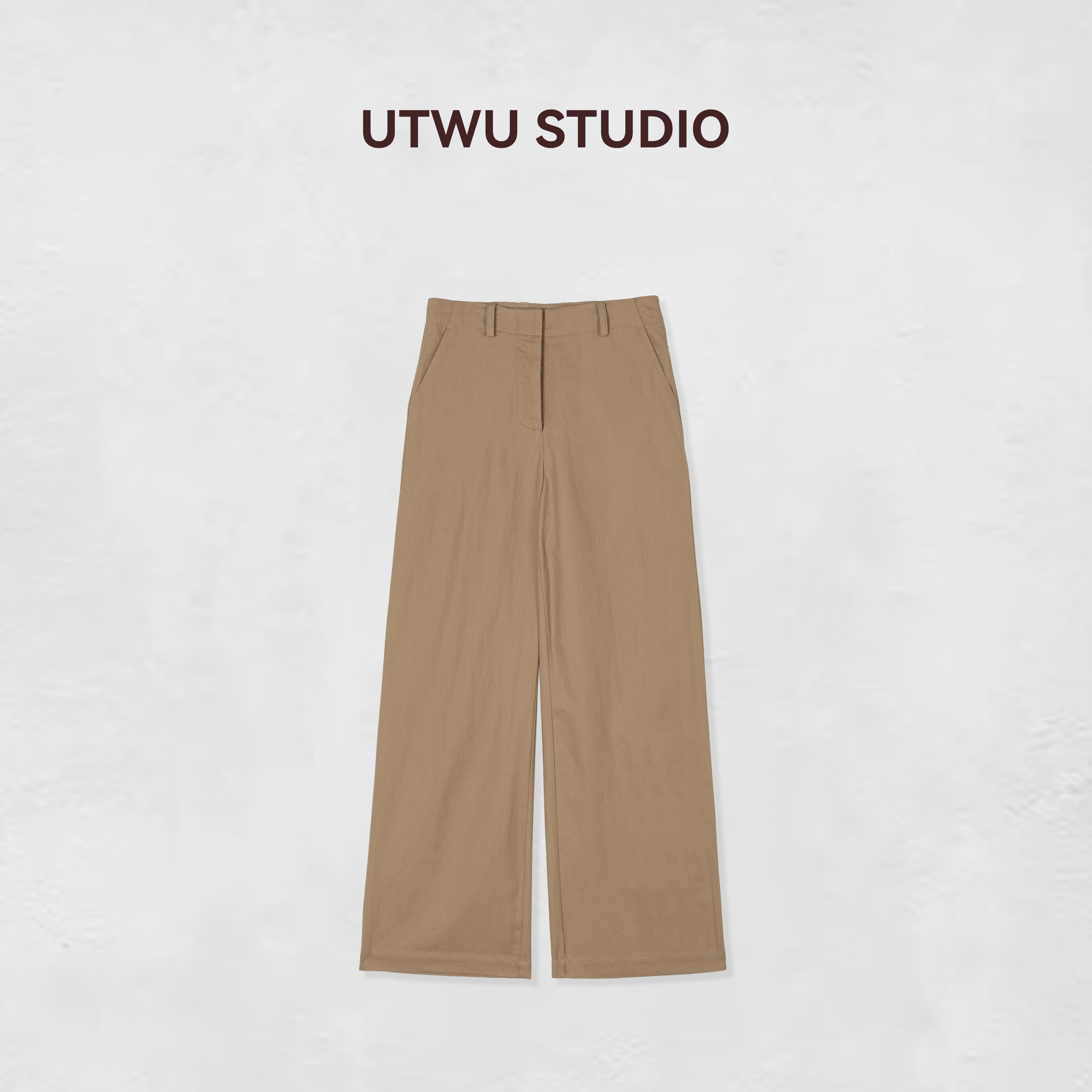 UTWU小敏「高智女绅」亚麻绵羊毛混纺排扣休闲老钱风直筒裤UTAK1078