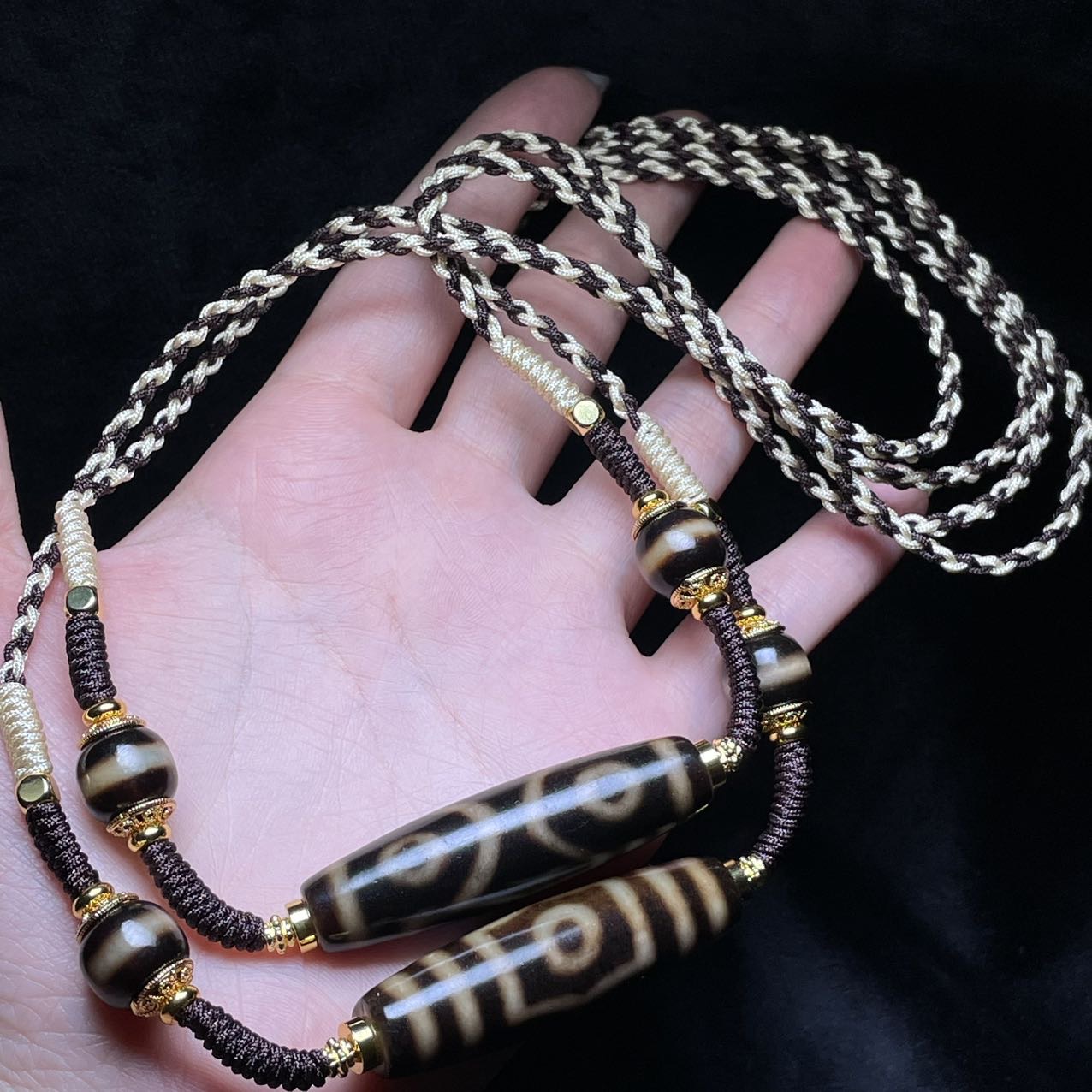 【曹美丽精选】H88654-玛瑙脖挂（三眼）-多样性发一件-47×13mm