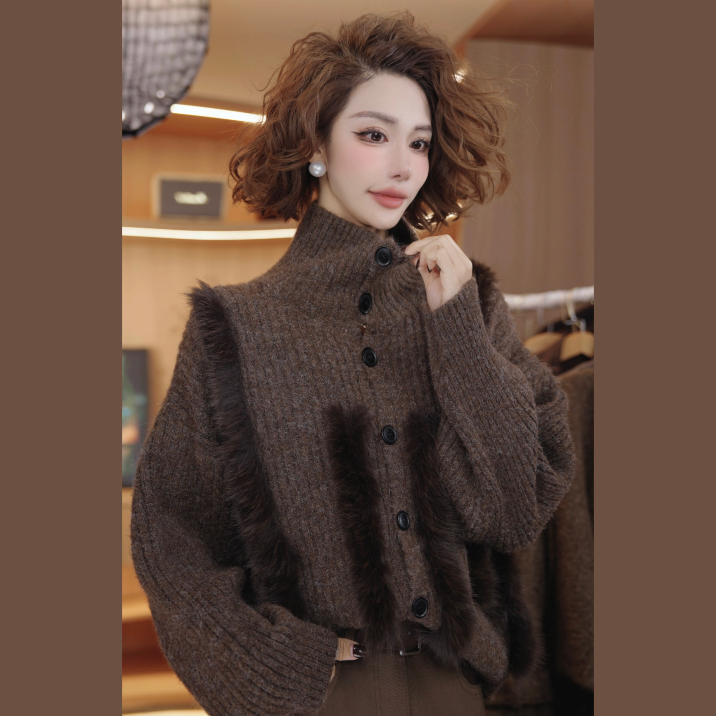 七奈 「秋水」小众设计感高级气质合身毛衣QN13909