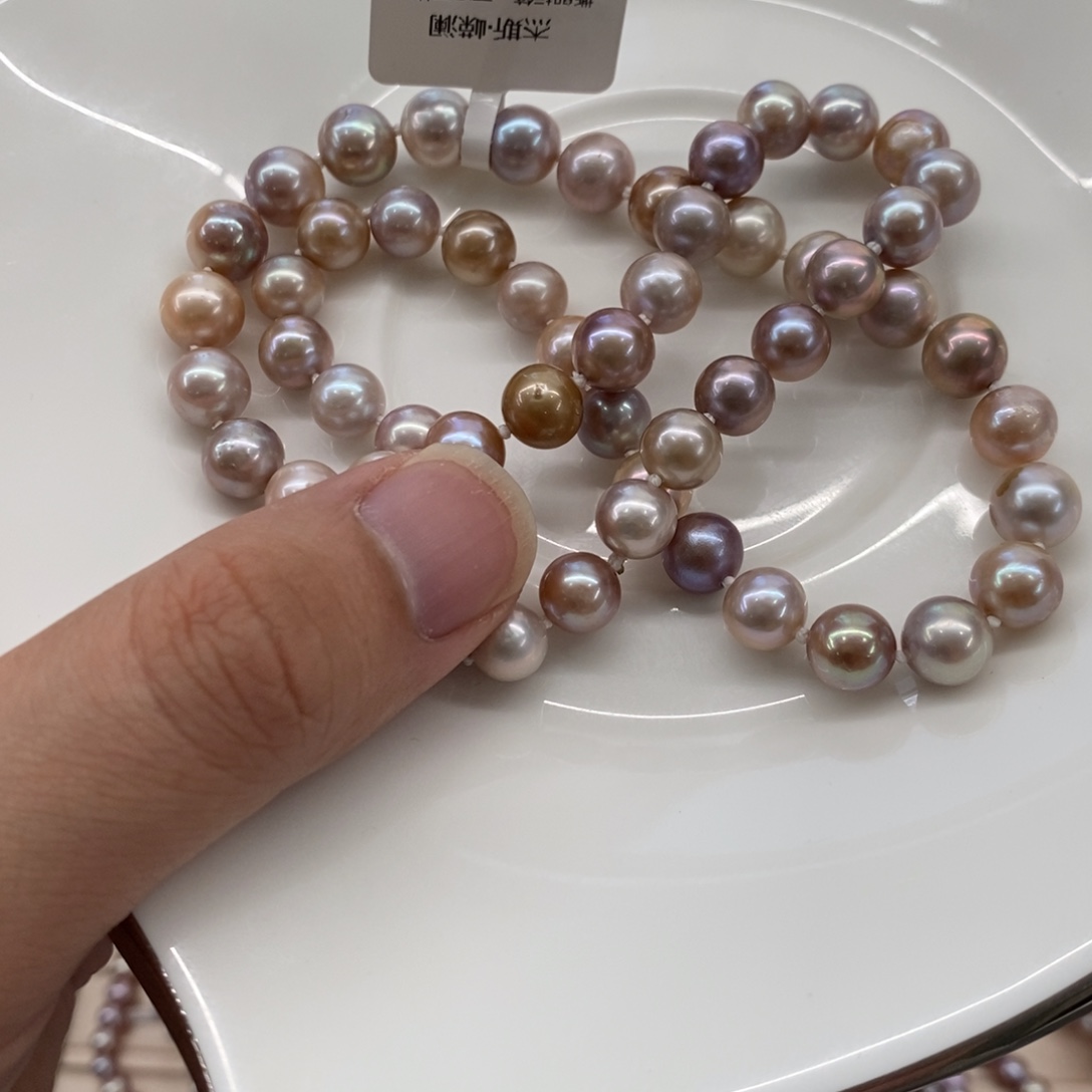 泡***兔淡水珍珠颈饰合金糖果微瑕