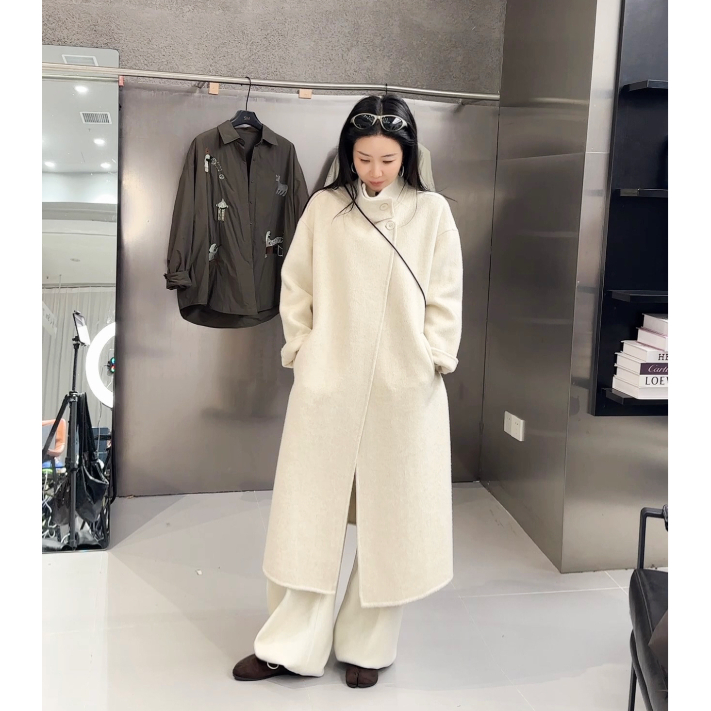 鑫燃KIKI 100羊毛秋冬洋气中长款立领配包包百搭大衣 9026 UF【B】