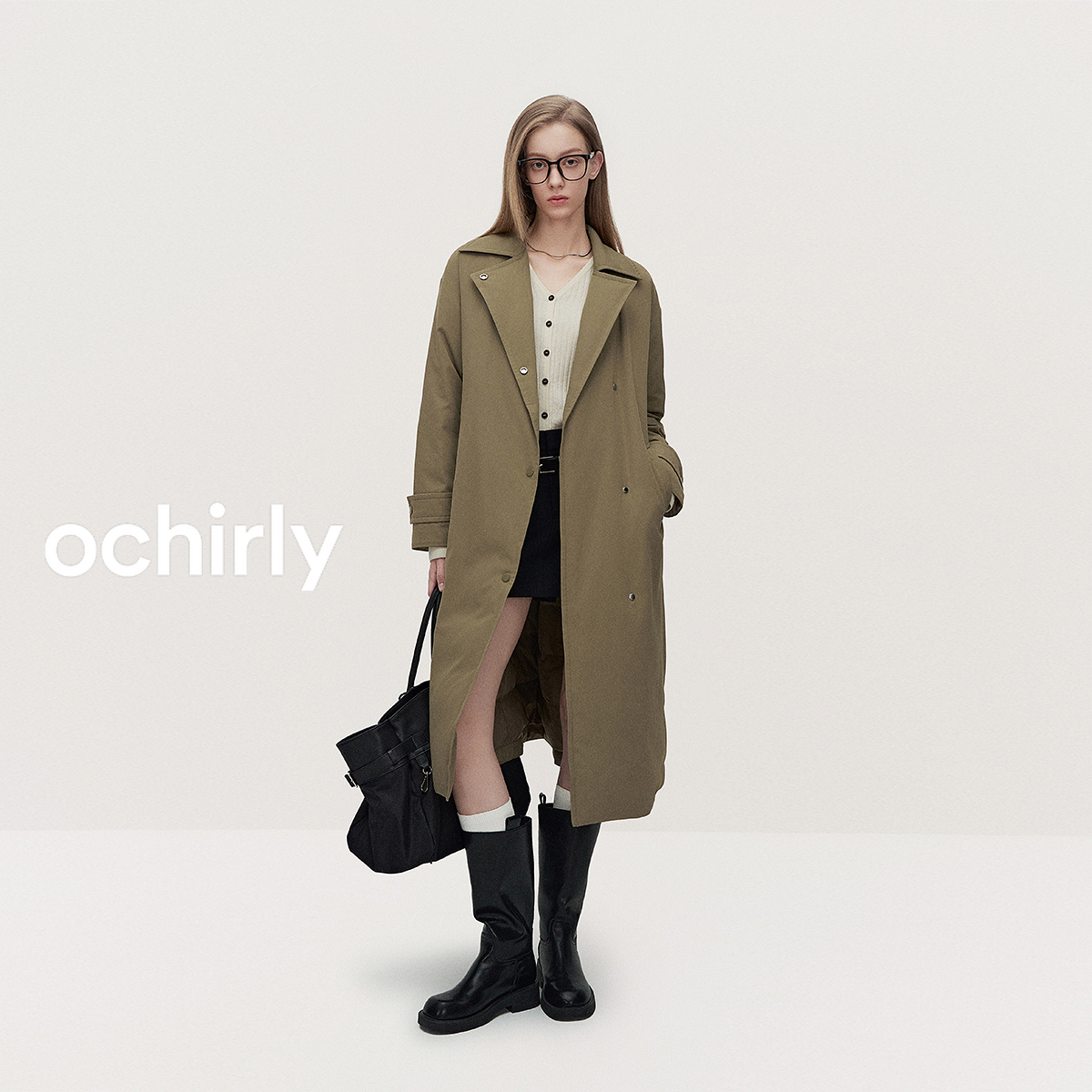 339470【丽公主】欧时力长款羽绒服大衣女上衣外套保暖腰带秋季