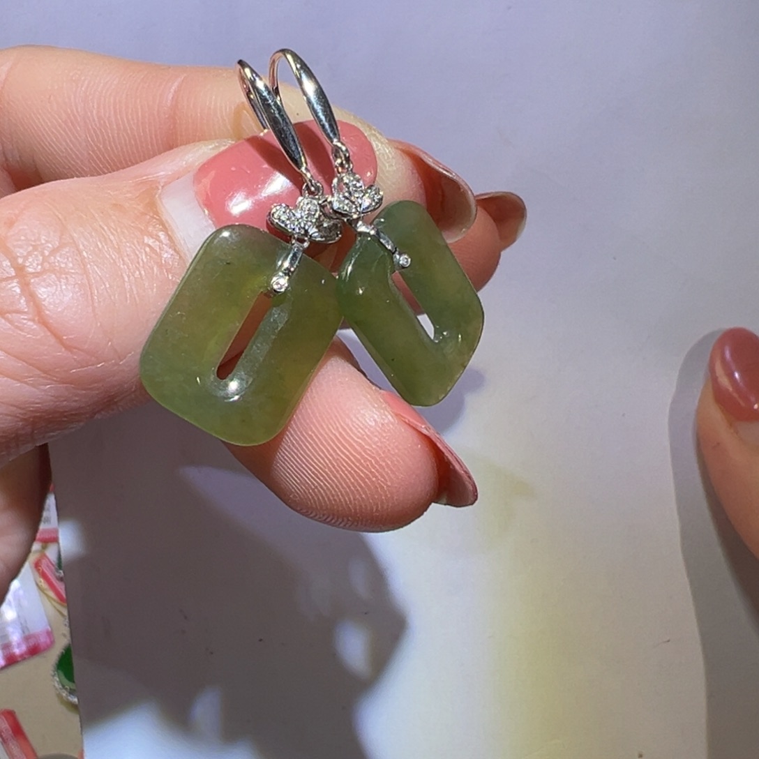 翡翠耳饰18K金镶嵌耳环