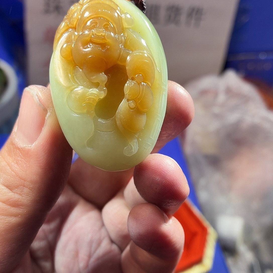 和田玉（糖玉）足银镶嵌颈饰