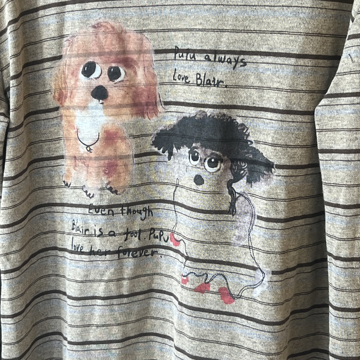 【w➕欧韩】F咖色条纹款卡通图案长袖T恤