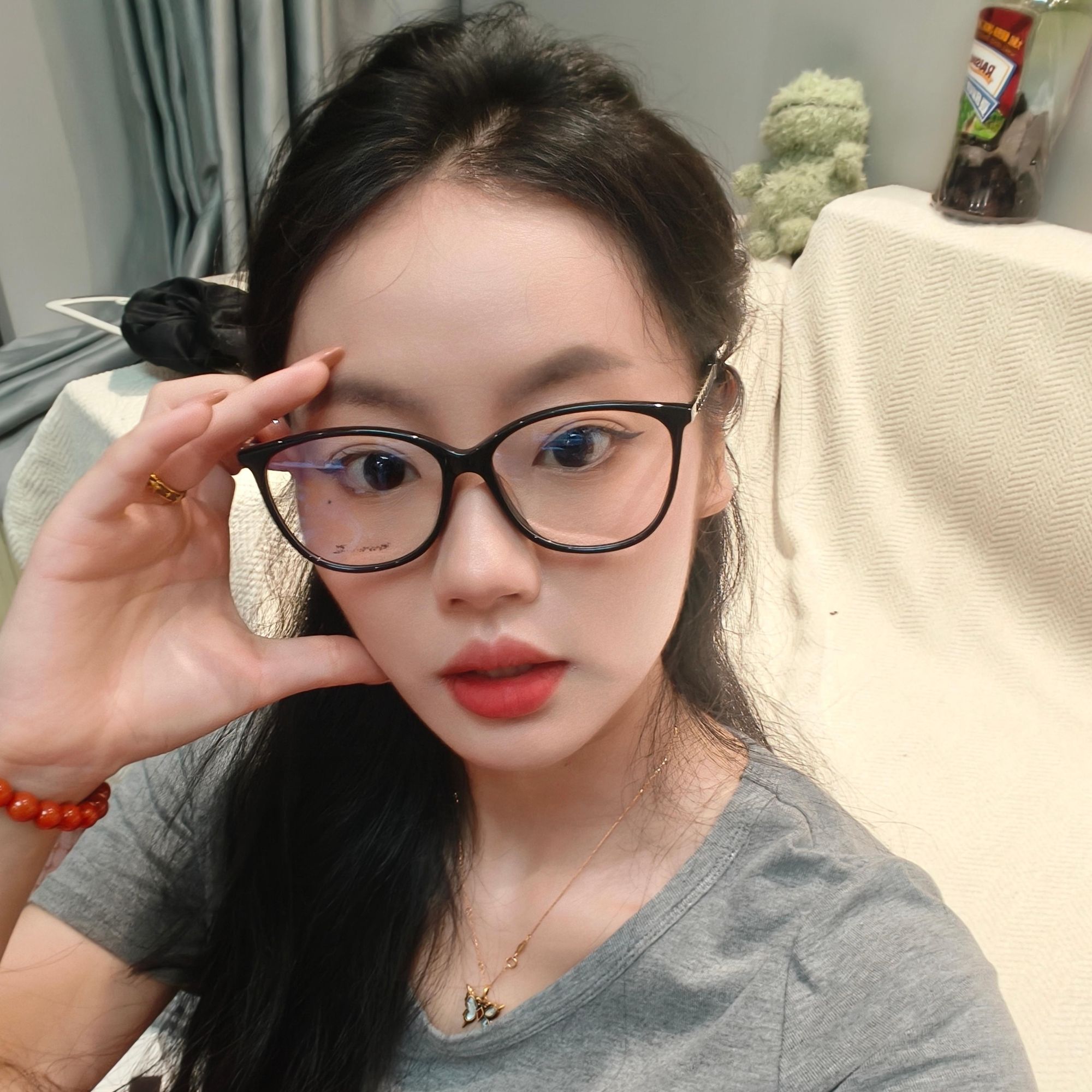大牌女士眼镜素颜镜网红时尚黑色复古蓝光韩版3408-54-16-140