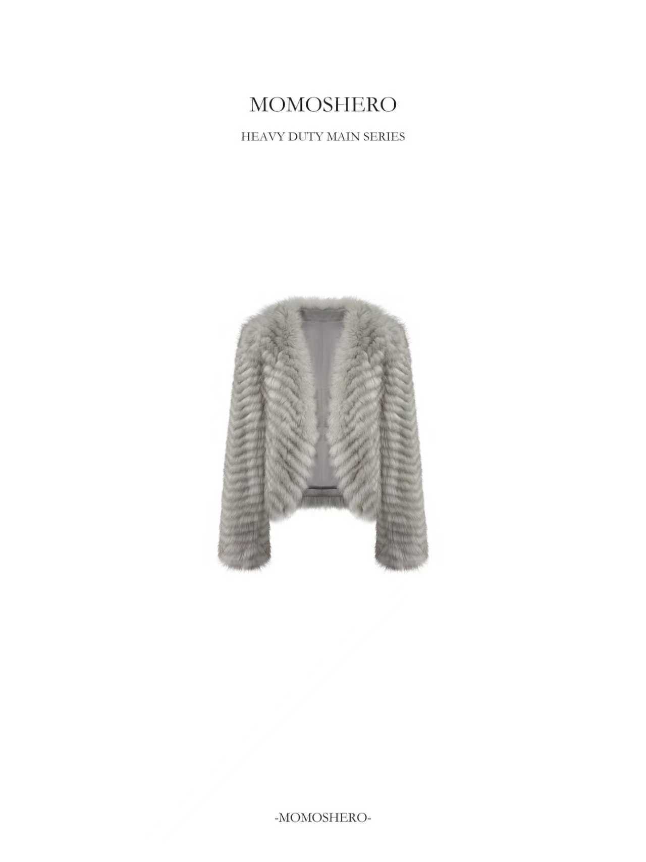 Momoshero【冰川"银灰狐"】奢贵清冷色！100%狐狸毛抽条皮草外套