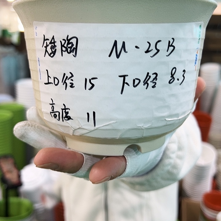 正品矮陶口15高11白色10个无托