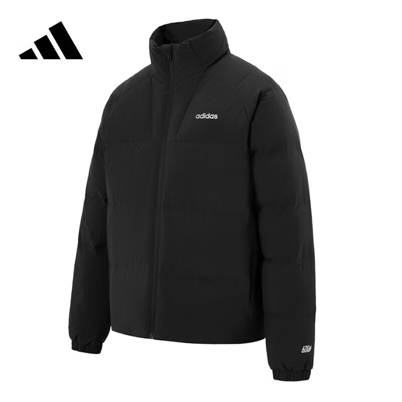 阿迪达斯立领羽绒服外套男秋冬新款运动服黑色潮流运动服KC4635